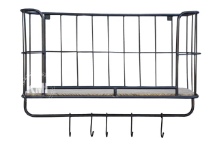 Industrialna półka wisząca BAKERS – metalowa z haczykami, loft