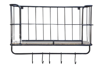Industrialna półka wisząca BAKERS – metalowa z haczykami, loft