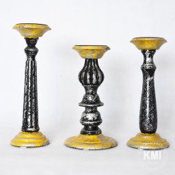 zestaw trzech drewnianych świeczników Bollywood