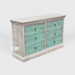 Meble Orientalne | Komoda Rzeźbiona 145 cm Drewno Mango 