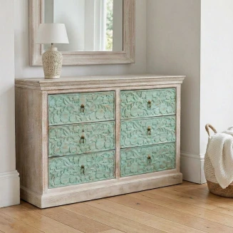 Meble Orientalne | Komoda Rzeźbiona 145 cm Drewno Mango 