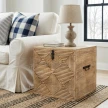 meble rustykalne skrzynia drewniana malibu ryflowana drewno mango stolik boczny styl coastal