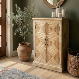 Wąska Komoda Drewniana Malibu 70x30 cm Drewno Mango | Meble Rustykalne