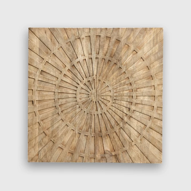 meble rustykalne panel drewniany dekoracyjny zagłówek malibu 100x100 drewno mango styl coastal wzór słoneczny