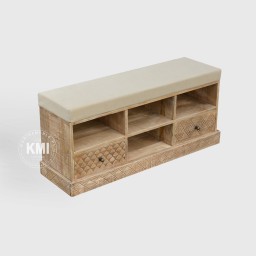 Ławka z Poduszką 104 cm Drewno Mango | Meble Rustykalne