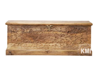 Skrzynia Rzeźbiona 120 cm Drewno Mango Naturalne | Meble Orientalne