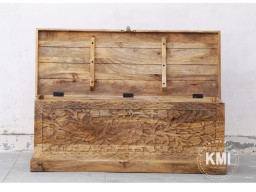 Skrzynia Rzeźbiona 120 cm Drewno Mango Naturalne | Meble Orientalne