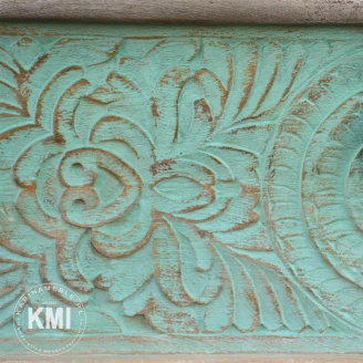 detale ręcznego rzeźbienia frontu mandale turkusowe przetarcia shabby chic