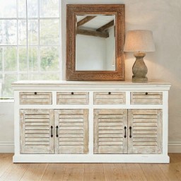 Duża Komoda Żaluzjowa 180x90 cm Drewno Mango | Meble Hampton