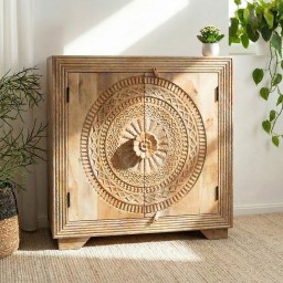 Meble Indyjskie | Ręcznie Rzeźbiona Komoda z Mango Mandala 90 cm