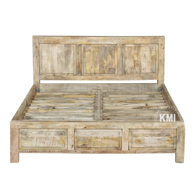 solidne łóżko rustykalne do sypialni 160x200 lite drewno mango