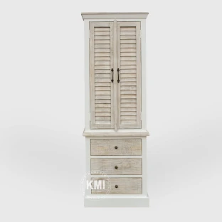Wąska Szafa Żaluzjowa 60x180 Drewno Mango | Meble Hampton