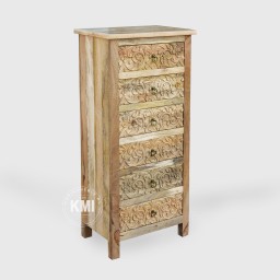 Wysoka Komoda Indyjska 130 cm | Słupek Orientalny z Drewna Mango