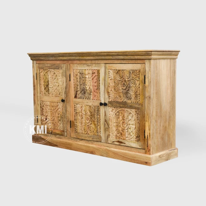 front komody z rzezbionymi panelami meble z drewna mango styl boho