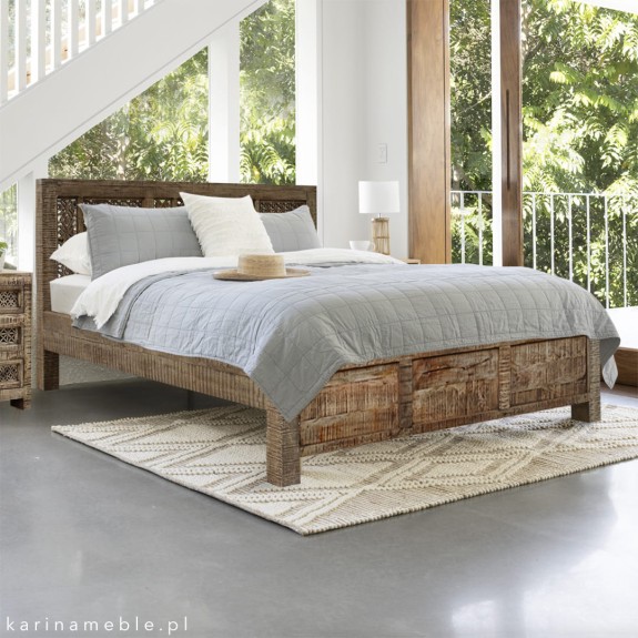 meble orientalne łóżko rzeźbione shanti 160x200 jasna sypialnia styl orientalny