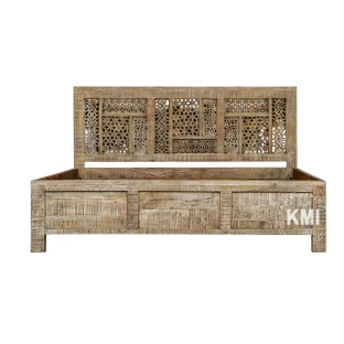 Meble Orientalne | Łóżko Rzeźbione Shanti 160x200 Drewno Mango