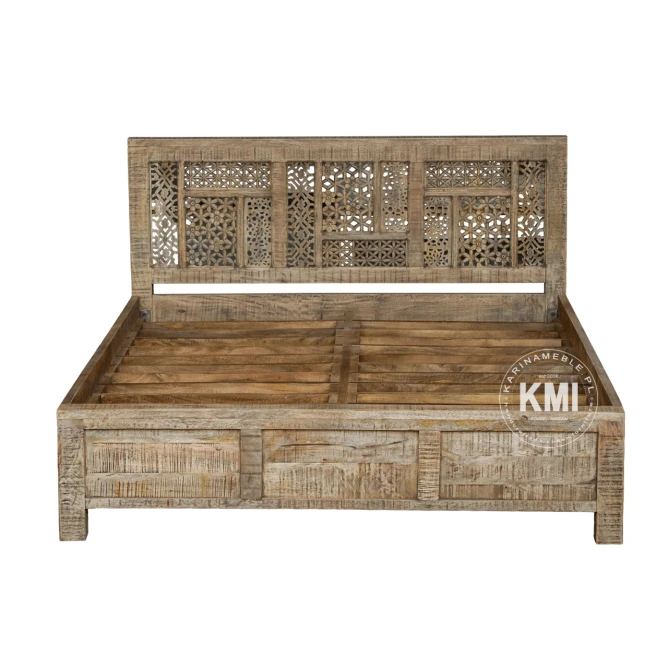 meble orientalne solidne łóżko do sypialni 160x200 lite drewno rzeźbione