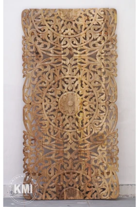 Meble Indyjskie | Rzeźbiony Panel Zagłówek Drewniany 180 cm Mango