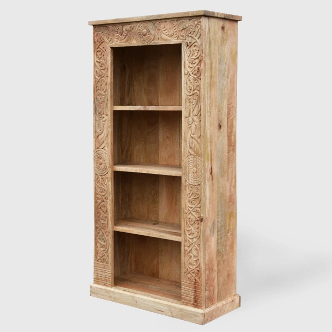 biblioteczka indyjska profil boczny z rzezbieniami meble indyjskie