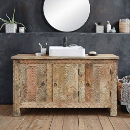 Meble Indyjskie | Komoda Rzeźbiona 130 cm Mango Naturalne