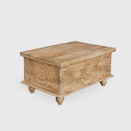 Stolik Skrzynia Rzeźbiony 90x60 cm Drewno Mango | Meble Orientalne