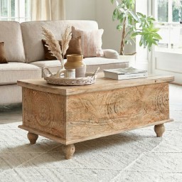 Stolik Skrzynia Rzeźbiony 90x60 cm Drewno Mango | Meble Orientalne
