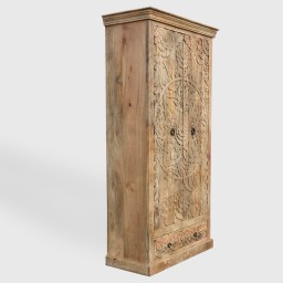 Orientalna szafa Mandala rzeźbiona z drewna mango | meble indyjskie