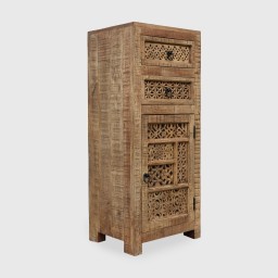 Meble Indyjskie | Wąska Komoda Rzeźbiona Shanti 50 cm Mango