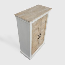 Wysoka komoda drewniana z żaluzjami 80 cm | drewno mango Hampton