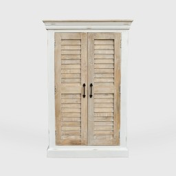 Wysoka komoda drewniana z żaluzjami 80 cm | drewno mango Hampton