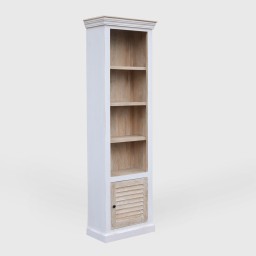 Wąska biblioteczka drewniana Hampton 65 cm | wysoki regał z mango