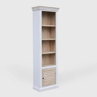 Wąska biblioteczka drewniana Hampton 65 cm | wysoki regał z mango