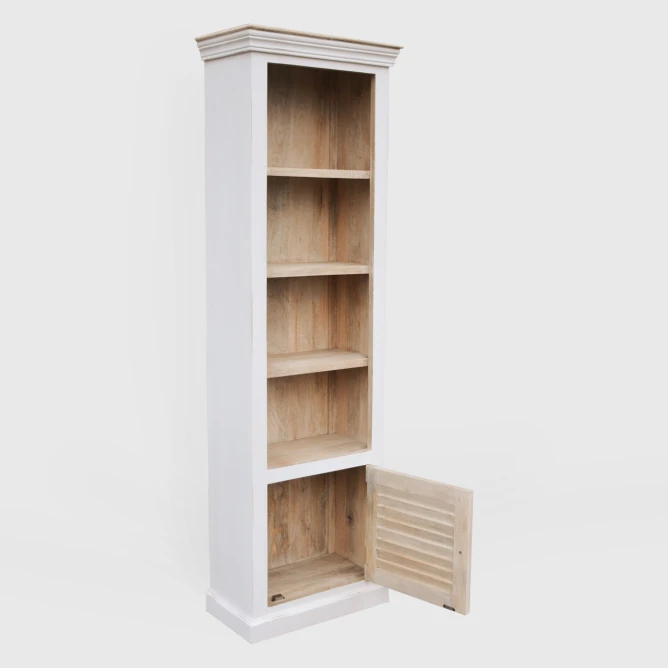 otwarta szafka dolna w waskiej biblioteczce meble hampton