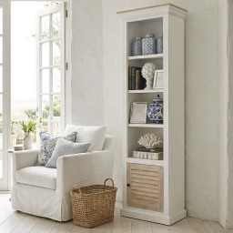 Wąska biblioteczka drewniana Hampton 65 cm | wysoki regał z mango