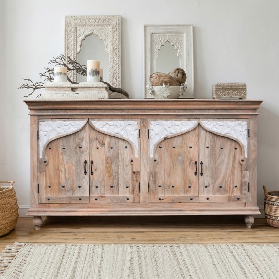 meble indyjskie komoda boho samira jasne wnętrze lustra drewno mango