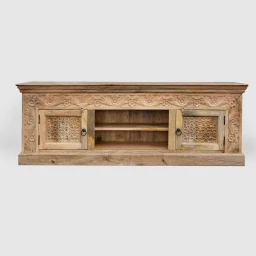 Szafka RTV Indyjska Rzeźbiona Saffron Meble Orientalne Drewno Mango