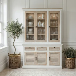 Meble Hampton | Kredens z Litego Drewna Mango Witryna 150 cm Coastal