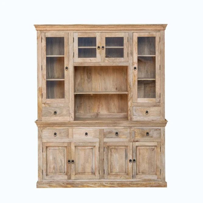 kredens drewniany 180cm jasne drewno mango z czarnymi słojami meble rustykalne