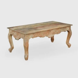 Meble Indyjskie | Stolik Kawowy Rzeźbiony Boho Loco 120 cm Mango