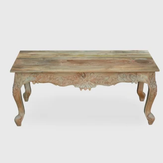 prostokątny stolik drewniany do salonu 120cm rzeźbiona rama solidny blat