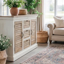 Duża Komoda Żaluzjowa Hampton z Drewna Mango | Meble Vintage