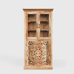 Witryna Rzeźbiona Mandala 180 cm Naturalna | Meble Indyjskie
