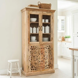 Witryna Rzeźbiona Mandala 180 cm Naturalna | Meble Indyjskie