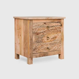 Komoda Indyjska Rzeźbiona 60 cm | Szafka Nocna z Drewna Mango Mandala