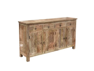 komoda indyjska 180x45x96 cm z litego drewna mango z szufladami lakier naturalny