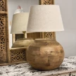 lampa drewniana stołowa rzemieślnicza kula mango dekoracja rustykalna