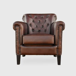 Meble Loftowe | Fotel Skórzany Czekoladowy Brąz 87 cm Kozia Skóra