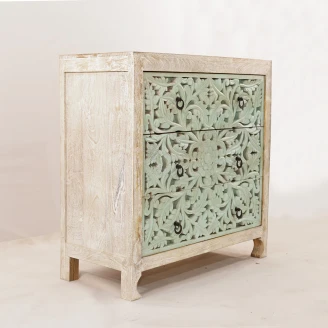 komoda drewniana 90x40x90 piaskowane drewno bielony korpus 3 szuflady meble orientalne