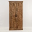 meble indyjskie wysoka szafa drewniana 100x200 rzeźbiona z drewna mango jasny brąz