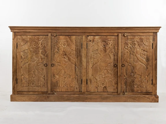 meble indyjskie rzeźbiona komoda elephanta 180cm jasny orzech drewno mango na wprost